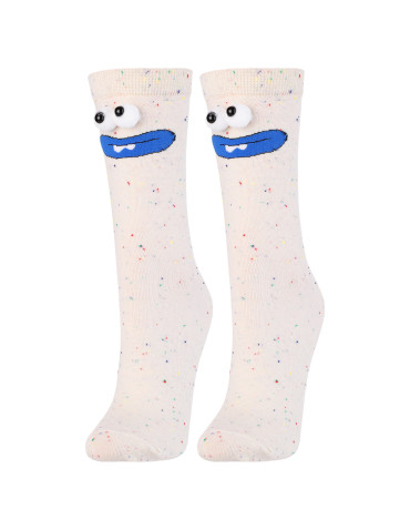 Długie - Skarpetki damskie długie bawełniane z buźkami 3-pak MIX KOLOR - produkt 4