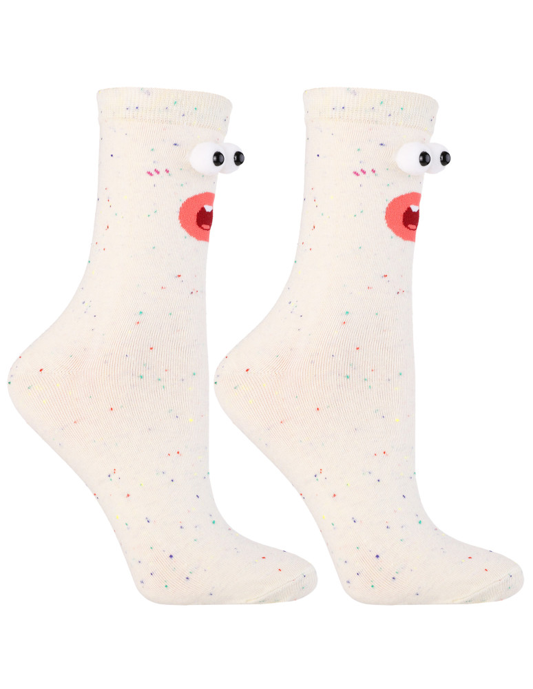 Długie - Skarpetki damskie długie bawełniane z buźkami 3-pak MIX KOLOR  - produkt moraj.pl 5