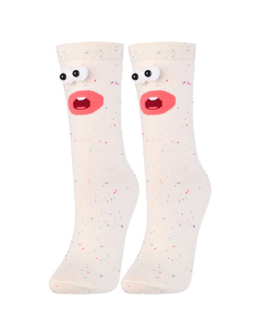 Długie - Skarpetki damskie długie bawełniane z buźkami 3-pak MIX KOLOR - produkt 6