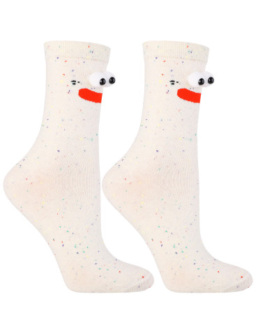 Długie - Skarpetki damskie długie bawełniane z buźkami 3-pak MIX KOLOR - produkt 7