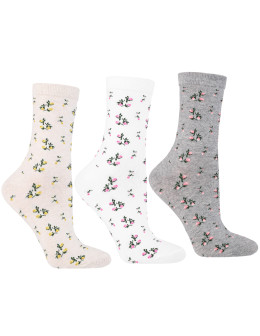 Skarpetki damskie bawełniane w kwiatowy wzór 3-pak