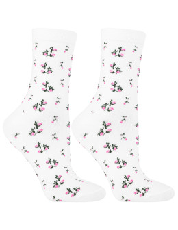 Skarpetki damskie bawełniane w kwiatowy wzór 3-pak  - produkt 2