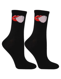 Skarpetki damskie bawełniane z motywem ust 3-pak  - produkt 2