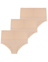 Majtki damskie maxi bikini z wysokim stanem modelujące 3-pak BEIGE