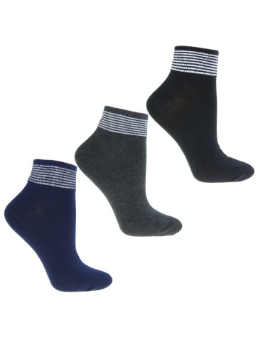 Skarpetki damskie klasyczne za kostkę bawełniane 3-pak