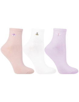 Skarpetki damskie za kostkę z haftem w owady 3-pak