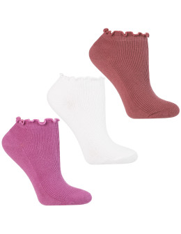 Skarpetki stopki damskie z falbanką prążkowane 3-pak