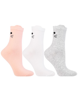 Skarpetki damskie długie z motywem kota 3-pak  - produkt 2