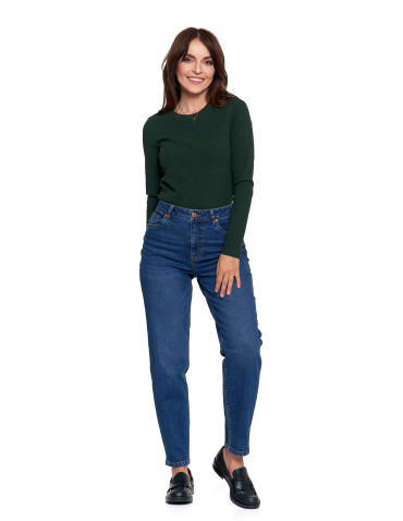 Spodnie - Damskie spodnie jeansowe mom fit NIEBIESKI - produkt 2