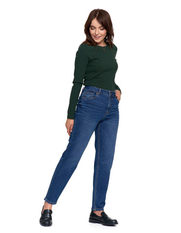 Spodnie - Damskie spodnie jeansowe mom fit NIEBIESKI - produkt 3