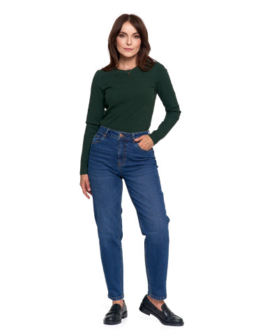 Spodnie - Damskie spodnie jeansowe mom fit NIEBIESKI - produkt 4