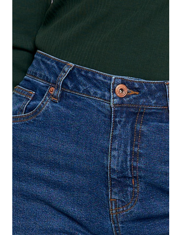 Spodnie - Damskie spodnie jeansowe mom fit NIEBIESKI - produkt 6