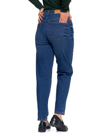 Spodnie - Damskie spodnie jeansowe mom fit NIEBIESKI - produkt 10