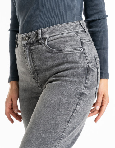 Spodnie - Damskie spodnie jeansowe mom fit SZARY - produkt 4