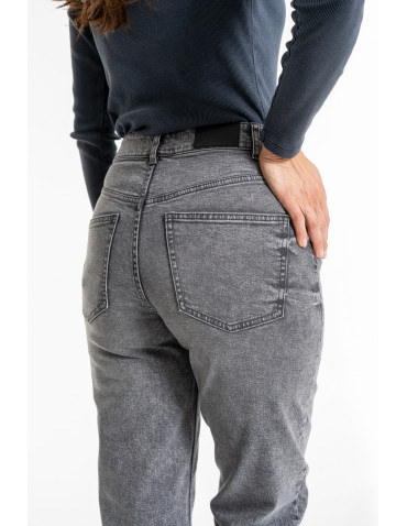 Spodnie - Damskie spodnie jeansowe mom fit SZARY - produkt 5
