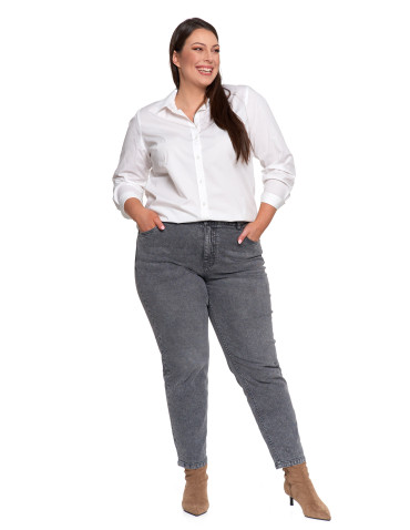 Spodnie - Damskie spodnie jeansowe mom fit SZARY - produkt 8
