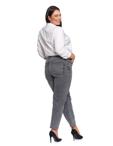 Spodnie - Damskie spodnie jeansowe mom fit SZARY - produkt 10