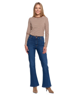 Jeansy dzwony damskie spodnie z wysokim stanem  - produkt 2