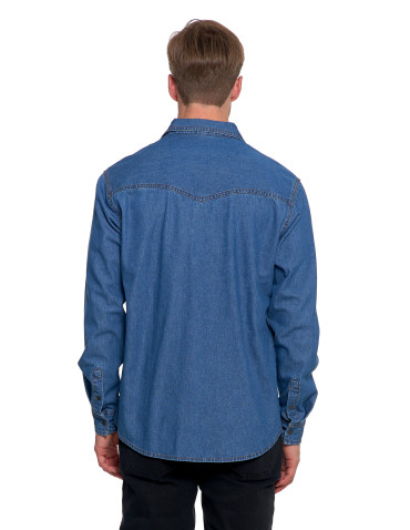 Koszulki, topy, koszule - Koszula męska jeansowa denim klasyczna NIEBIESKI - produkt 4