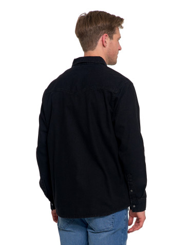 Koszulki, topy, koszule - Koszula męska jeansowa denim klasyczna CZARNY - produkt 2