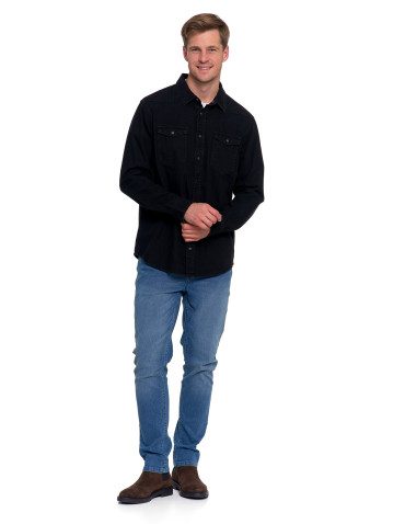 Koszulki, topy, koszule - Koszula męska jeansowa denim klasyczna CZARNY - produkt 7