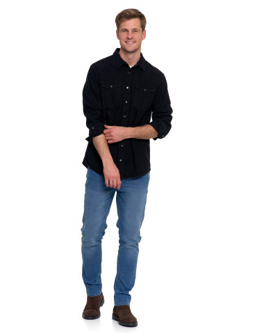 Koszulki, topy, koszule - Koszula męska jeansowa denim klasyczna CZARNY - produkt 10