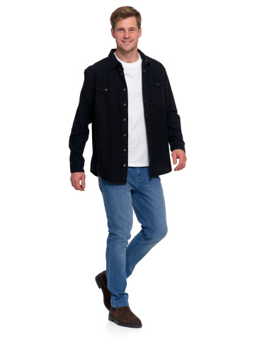 Koszulki, topy, koszule - Koszula męska jeansowa denim klasyczna CZARNY - produkt 11