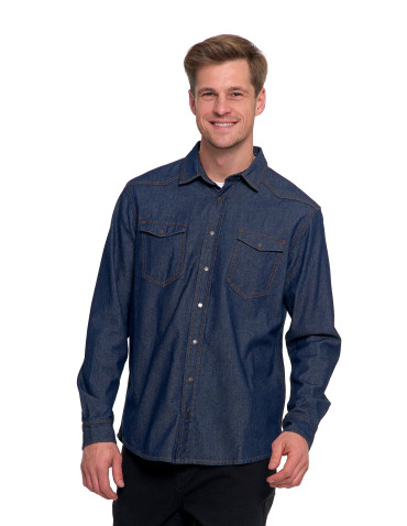 Koszulki, topy, koszule - Koszula męska jeansowa denim klasyczna JEANS - produkt 1