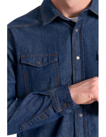 Koszulki, topy, koszule - Koszula męska jeansowa denim klasyczna JEANS - produkt 2