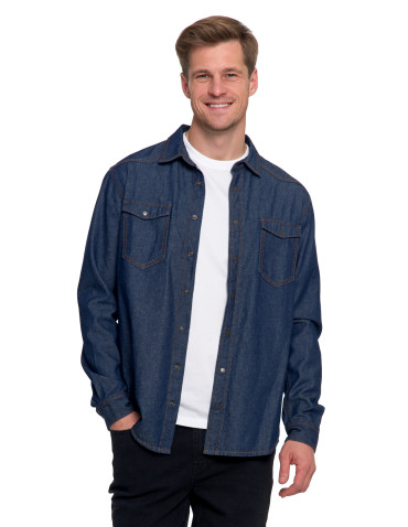 Koszulki, topy, koszule - Koszula męska jeansowa denim klasyczna JEANS - produkt 3