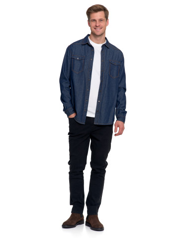 Koszulki, topy, koszule - Koszula męska jeansowa denim klasyczna JEANS - produkt 5