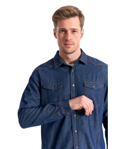 Koszulki, topy, koszule - Koszula męska jeansowa denim klasyczna JEANS - produkt 7
