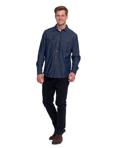 Koszulki, topy, koszule - Koszula męska jeansowa denim klasyczna JEANS - produkt 9
