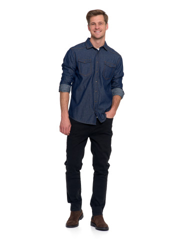 Koszulki, topy, koszule - Koszula męska jeansowa denim klasyczna JEANS - produkt 10