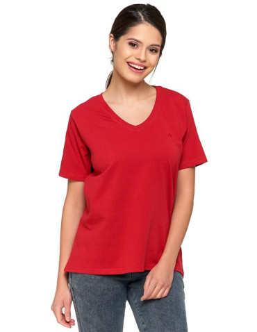 Koszulki i topy - Koszulka damska bawełna Premium T-shirt dekolt w serek CZERWONY - produkt 3