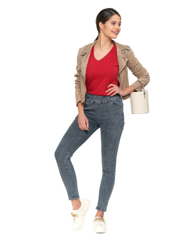 Koszulki i topy - Koszulka damska bawełna Premium T-shirt dekolt w serek CZERWONY - produkt 7