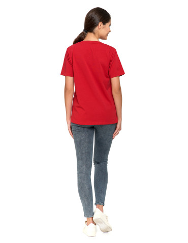 Koszulki i topy - Koszulka damska bawełna Premium T-shirt dekolt w serek CZERWONY - produkt 8