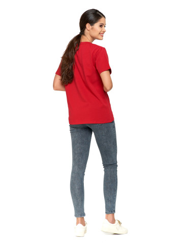 Koszulki i topy - Koszulka damska bawełna Premium T-shirt dekolt w serek CZERWONY - produkt 9