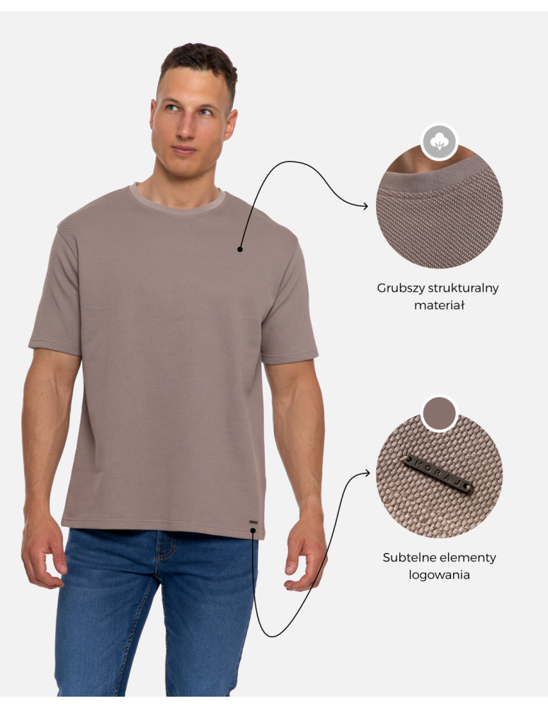 Koszulki, topy, koszule - T-shirt męski klasyczny bawełniany PREMIUM BEŻOWY - produkt moraj.pl 2