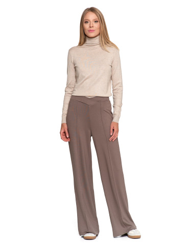 Spodnie - Spodnie damskie z szeroką nogawką MOKKA - produkt 1