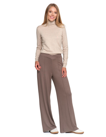 Spodnie - Spodnie damskie z szeroką nogawką MOKKA - produkt 2