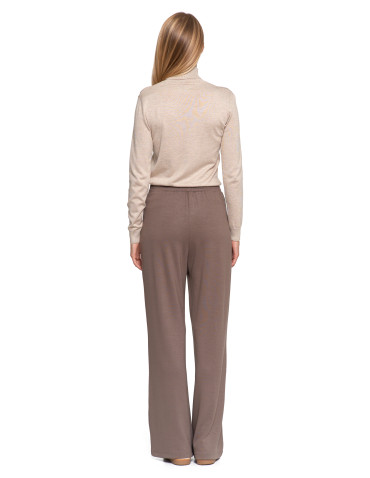 Spodnie - Spodnie damskie z szeroką nogawką MOKKA - produkt 3