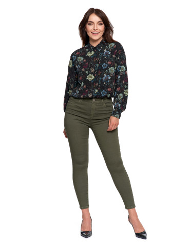 Spodnie - Spodnie damskie skinny elastyczne ZIELONY - produkt 1