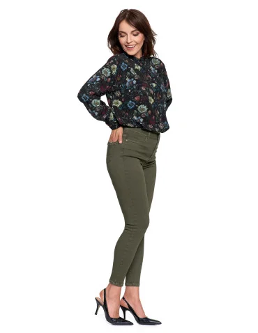 Spodnie damskie skinny elastyczne - ZIELONY - produkt 2