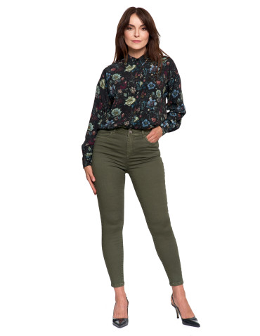 Spodnie - Spodnie damskie skinny elastyczne ZIELONY - produkt 3