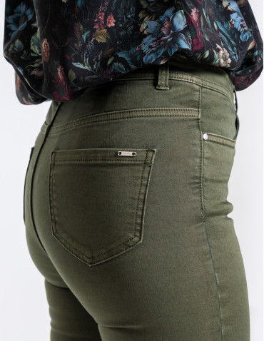 Spodnie - Spodnie damskie skinny elastyczne ZIELONY - produkt 4