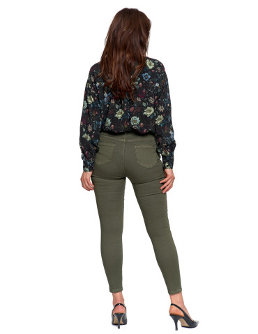 Spodnie - Spodnie damskie skinny elastyczne ZIELONY - produkt 10