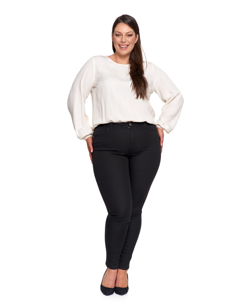 Spodnie - Spodnie damskie skinny elastyczne CZARNY  - produkt moraj.pl 8