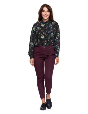 Spodnie - Spodnie damskie skinny elastyczne FIOLETOWY - produkt 2