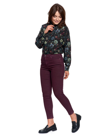 Spodnie - Spodnie damskie skinny elastyczne FIOLETOWY - produkt 4